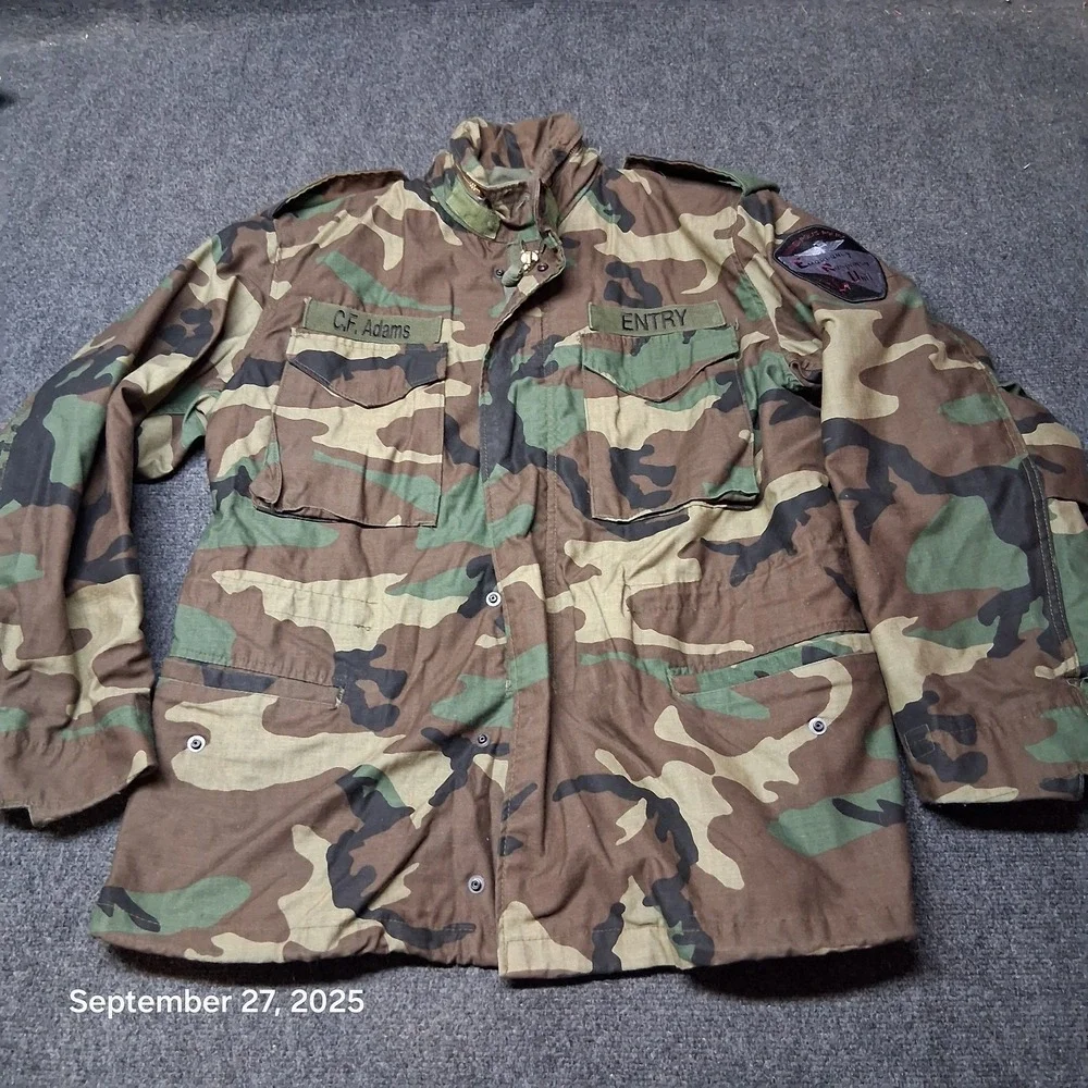 Coat Cold Weather Mans Field Jacket Camouflage Size Medium Regular‎ Patched